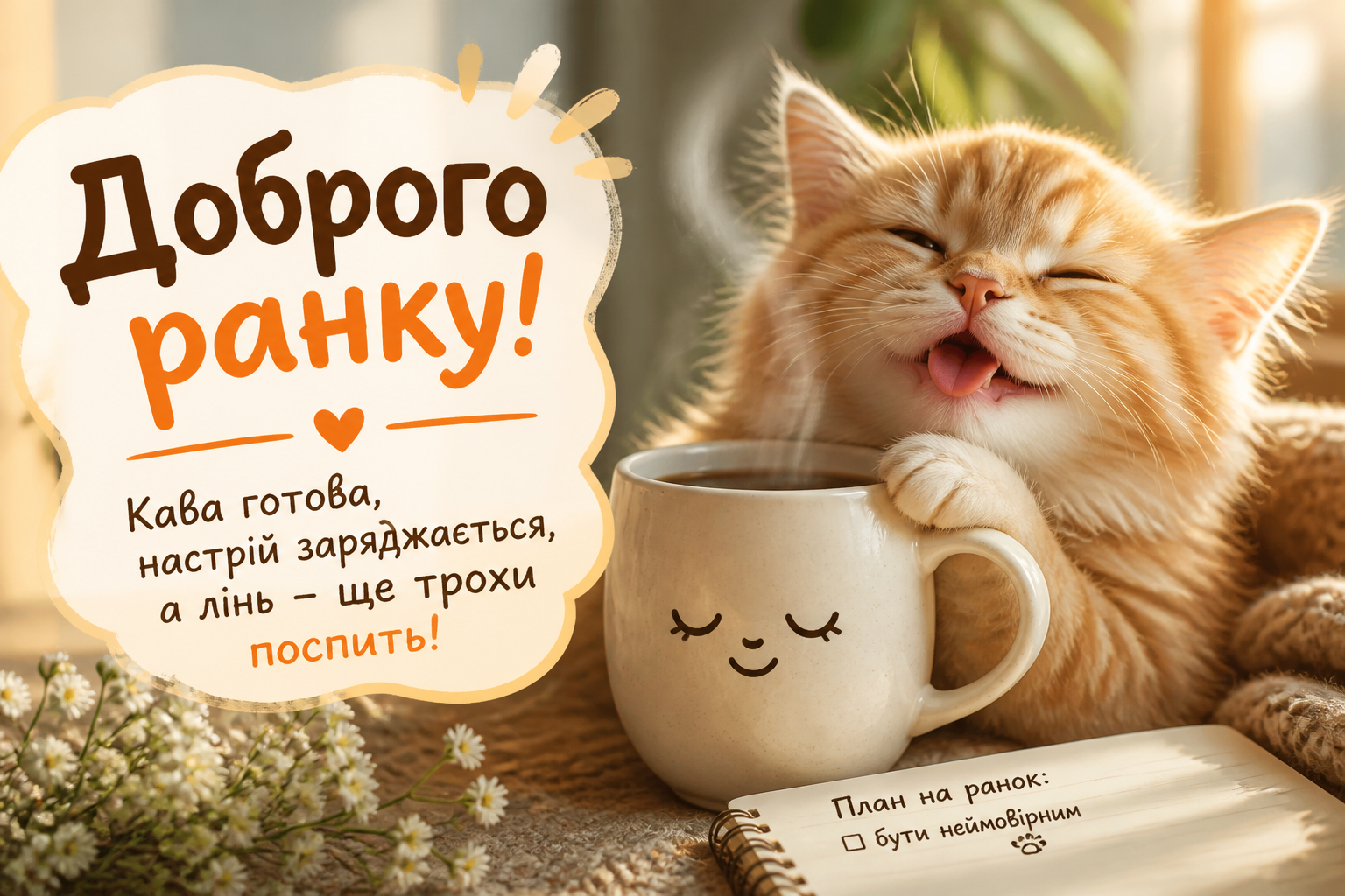 Побажання доброго ранку з гумором — щоб посміхнулися — иллюстрация к статье «доброго ранку - картинки українською»