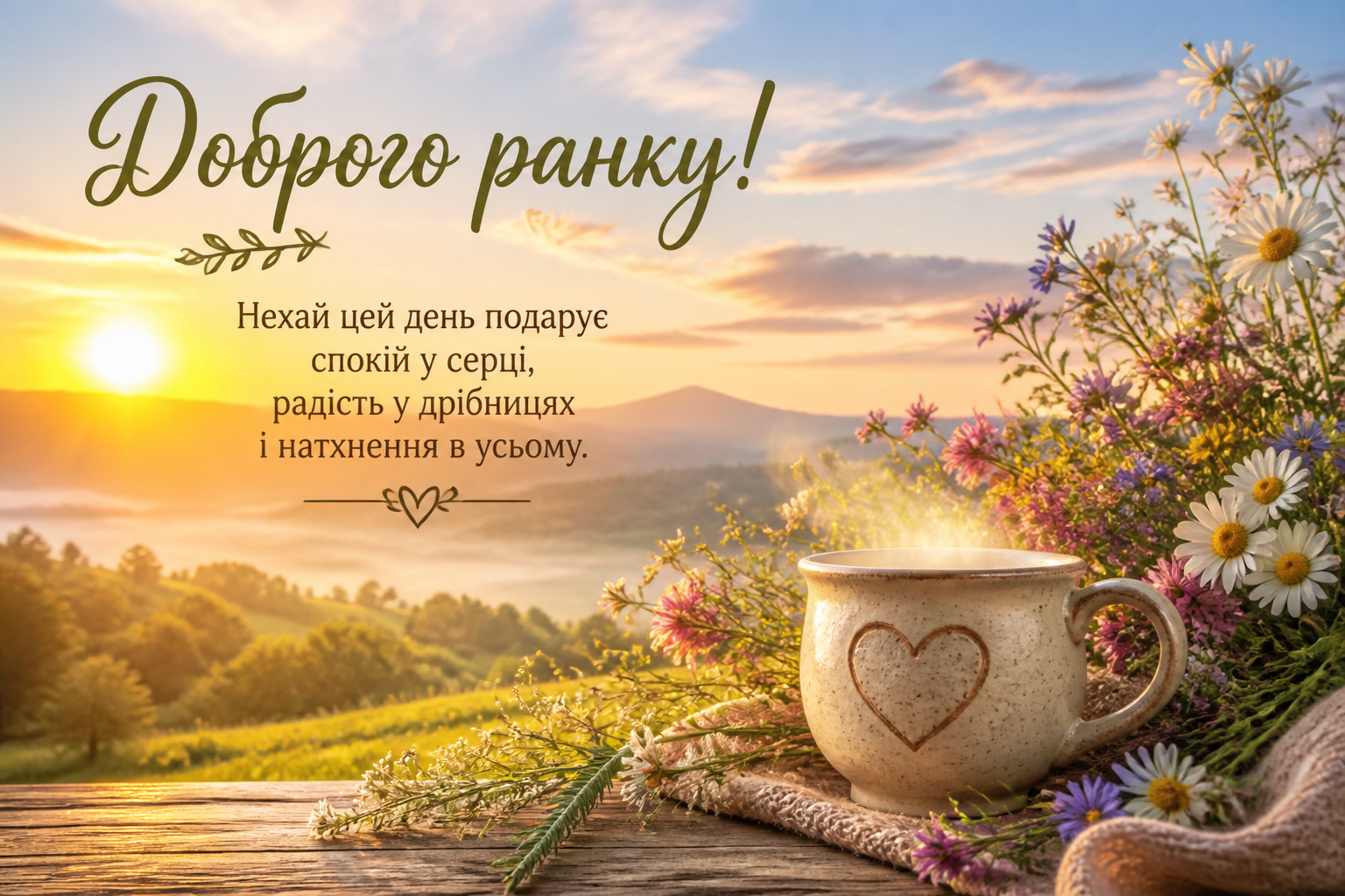Красиві побажання — з образами природи та поезією — иллюстрация к статье «доброго ранку - картинки українською»