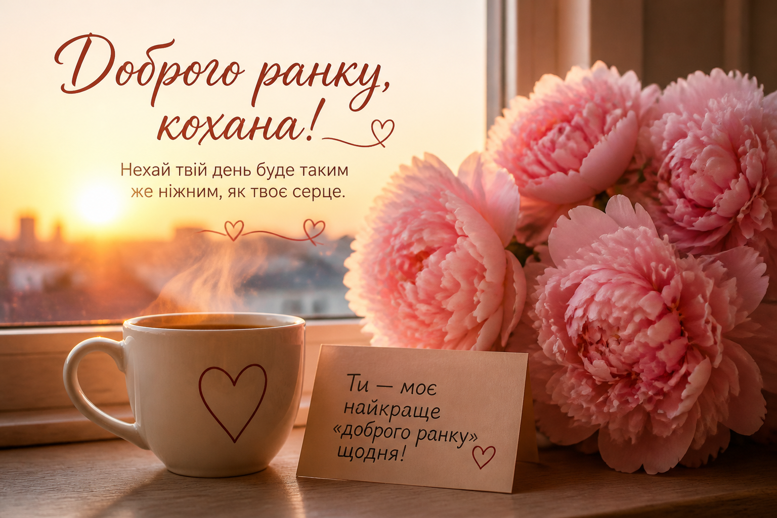 Побажання доброго ранку коханій людині — иллюстрация к статье «доброго ранку - картинки українською»