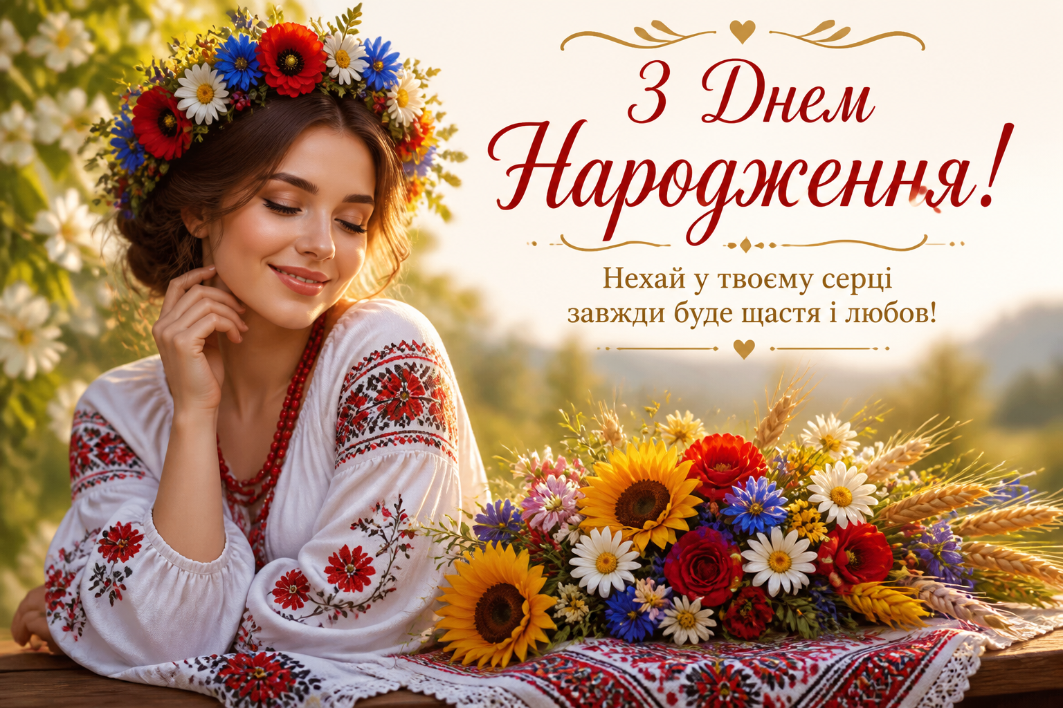 з днем народження жінці в українському стилі