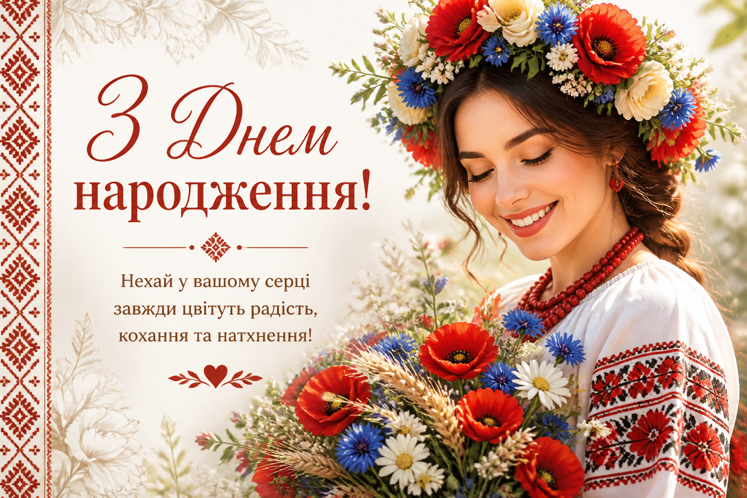 з днем народження жінці в українському стилі
