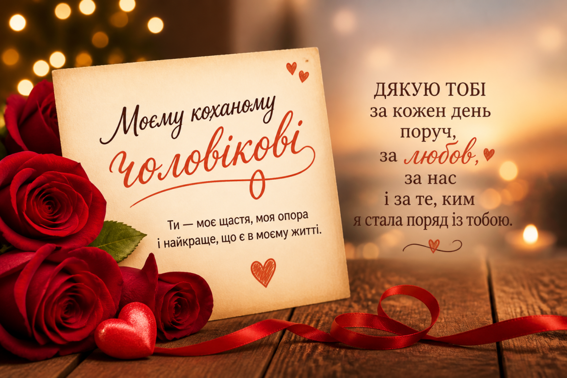 Зворушливі привітання коханому чоловікові — від душі і без шаблонів
