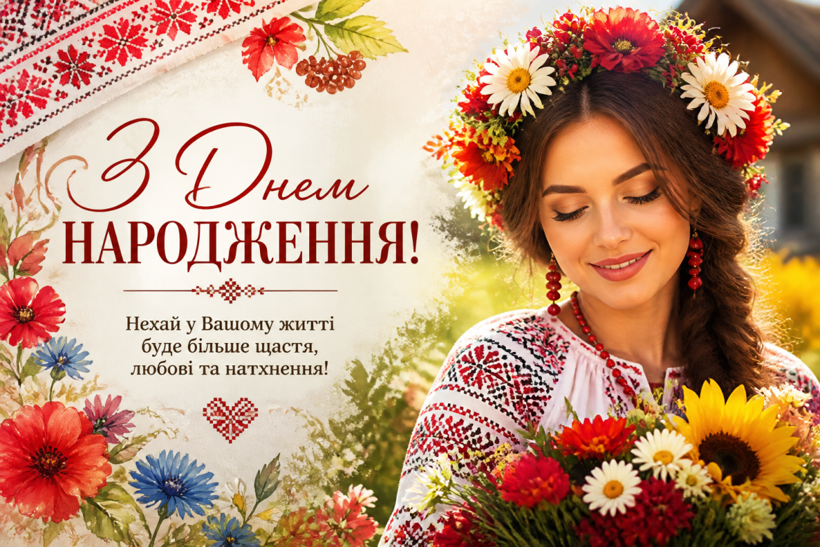 З днем народження жінці в українському стилі — щирі привітання від серця