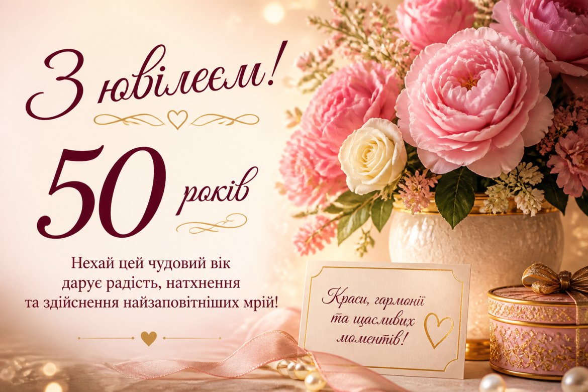 Привітання з 50-річчям жінці — теплі, щирі та незвичайні слова до ювілею